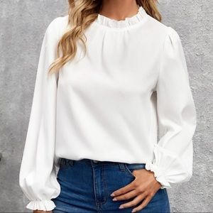 Boho frill trim blouse